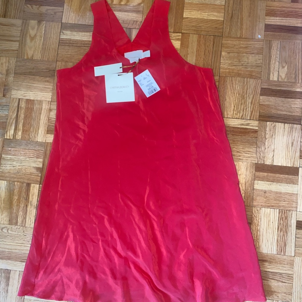 100% Red Silk Dress